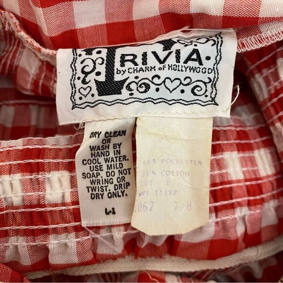 Vintage Red Gingham Halter Dress Trivia Charm of Hollywood Picnic 70s Size 2 - Picture 4 of 11
